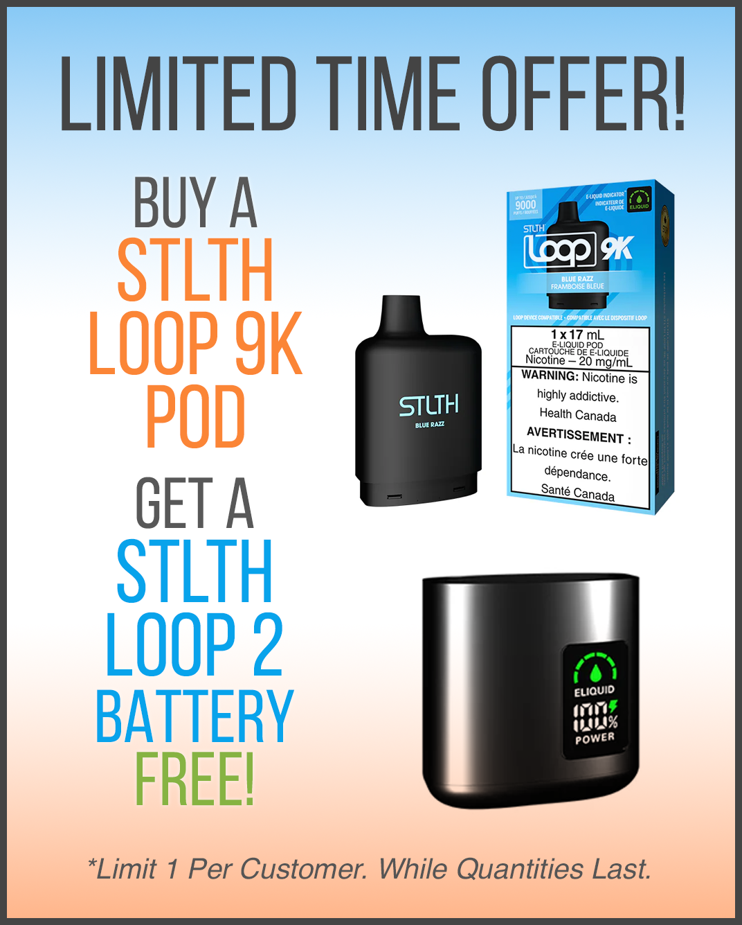 Loop 2, buy 1 pod and get 1 battery FREE with code FREEBATT