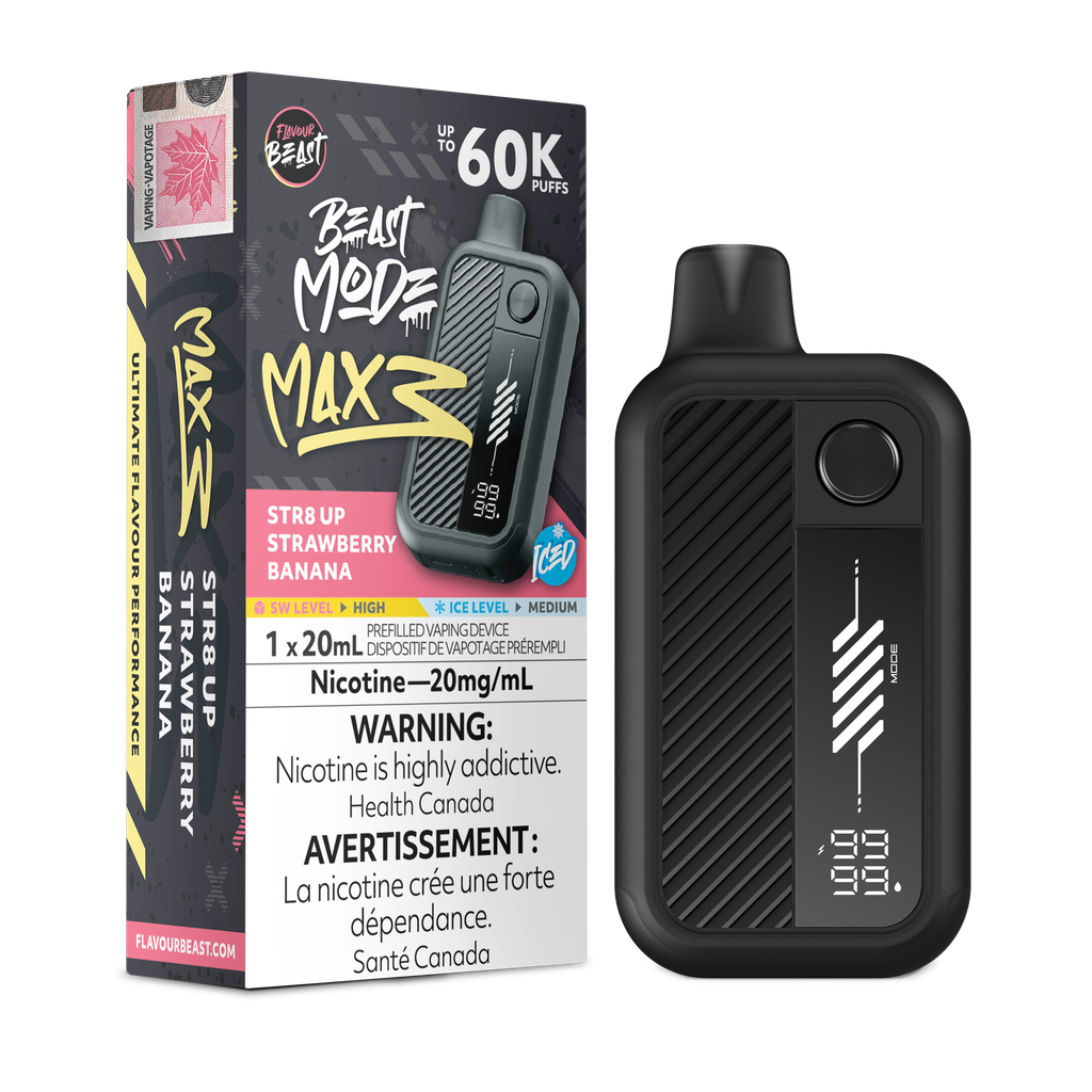 Flavour Beast Beast Mode Max 3 - Str8 Up Strawberry Banana Iced 20mg
