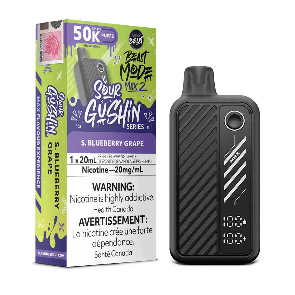 Flavour Beast Beast Mode Max 2 - Sour Gushin S. Blueberry Grape 20mg