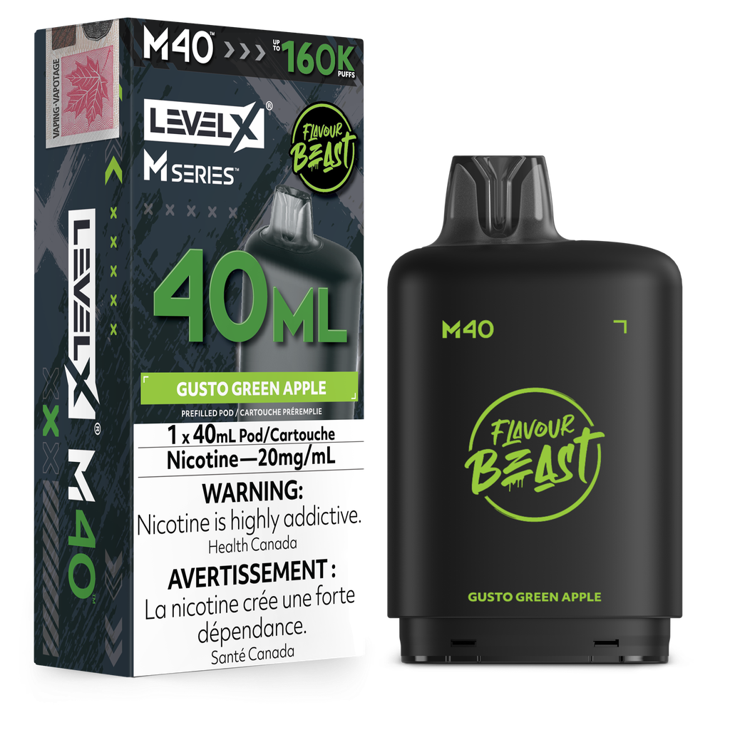 Level X M Series 40ml Pod -  Gusto Green Apple 20mg