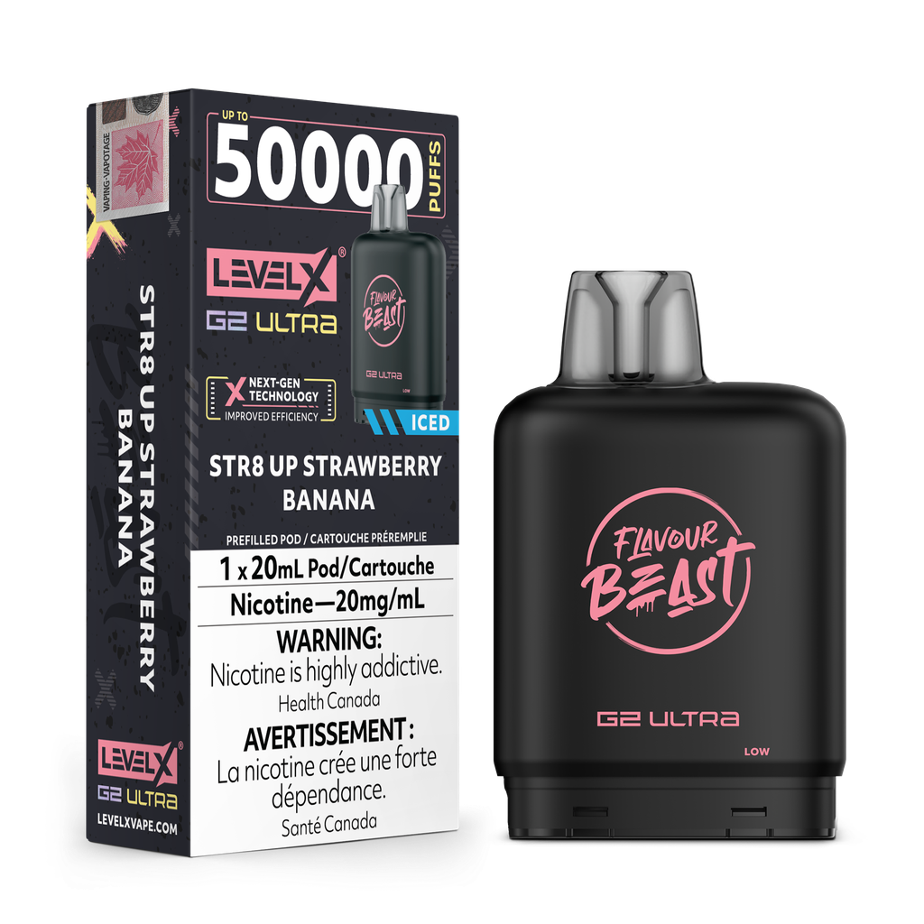 Level X G2 Ultra Pod 50K 20ML - Str8 Up Strawberry Banana Iced 20mg