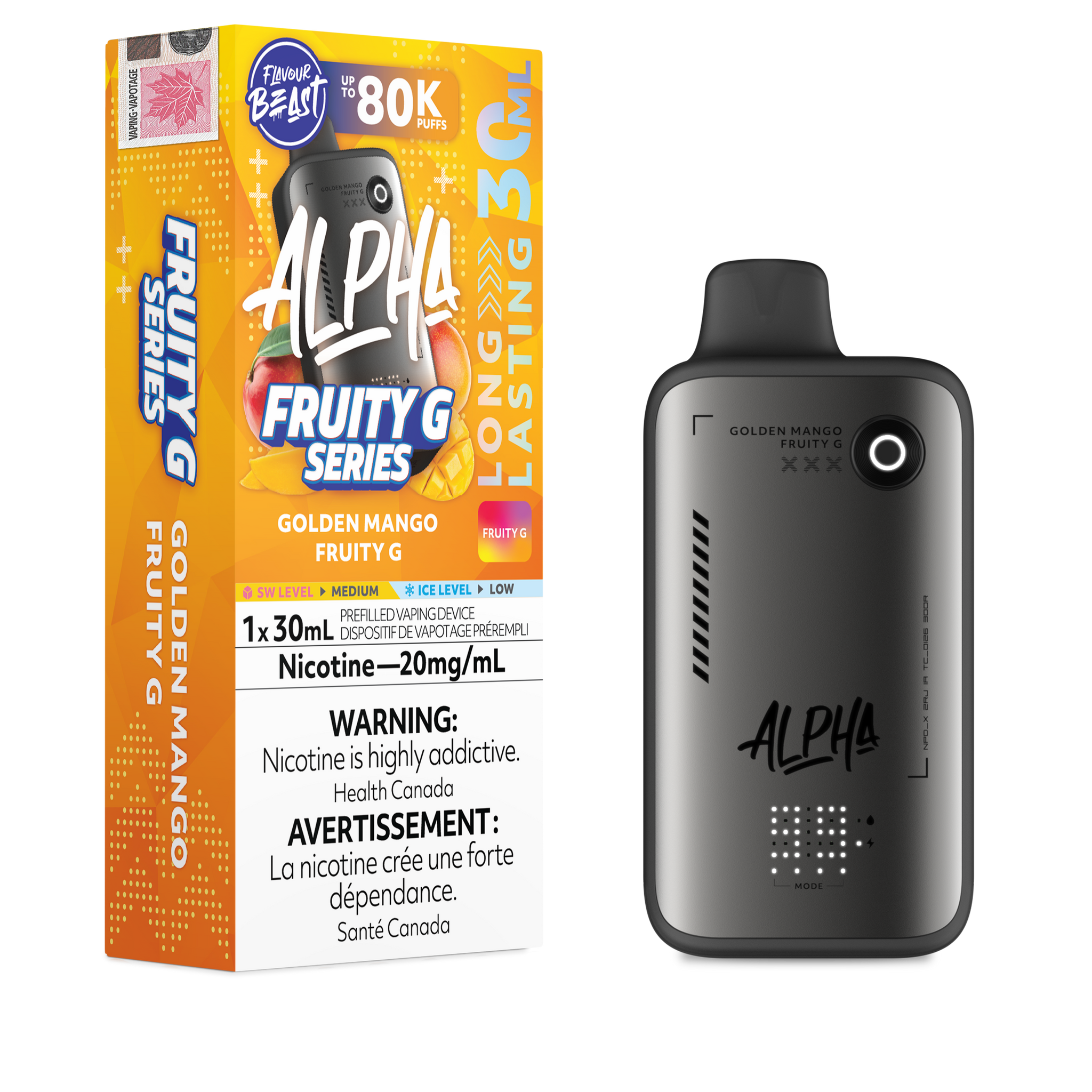 Flavour Beast Alpha 30ml 80k Puff Disposable - Golden Mango G