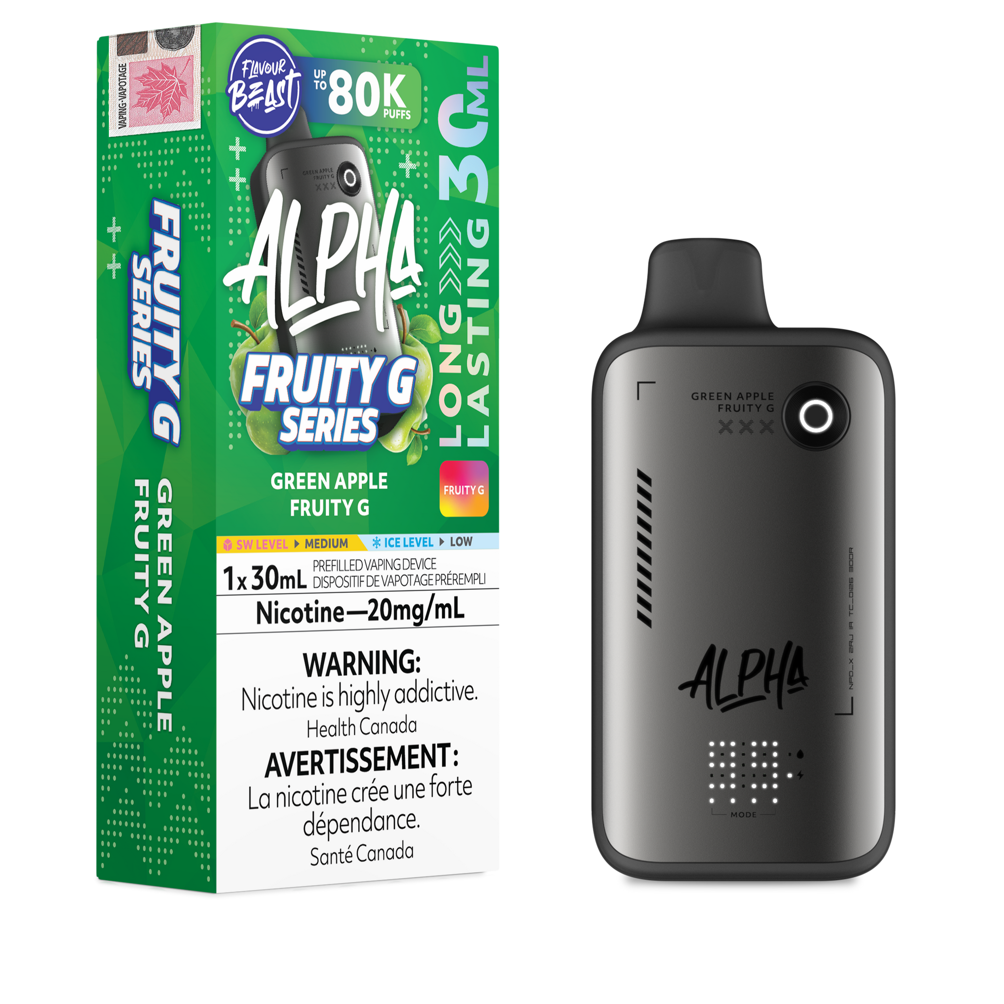 Flavour Beast Alpha 30ml 80k Puff Disposable - Green Apple Fruity G