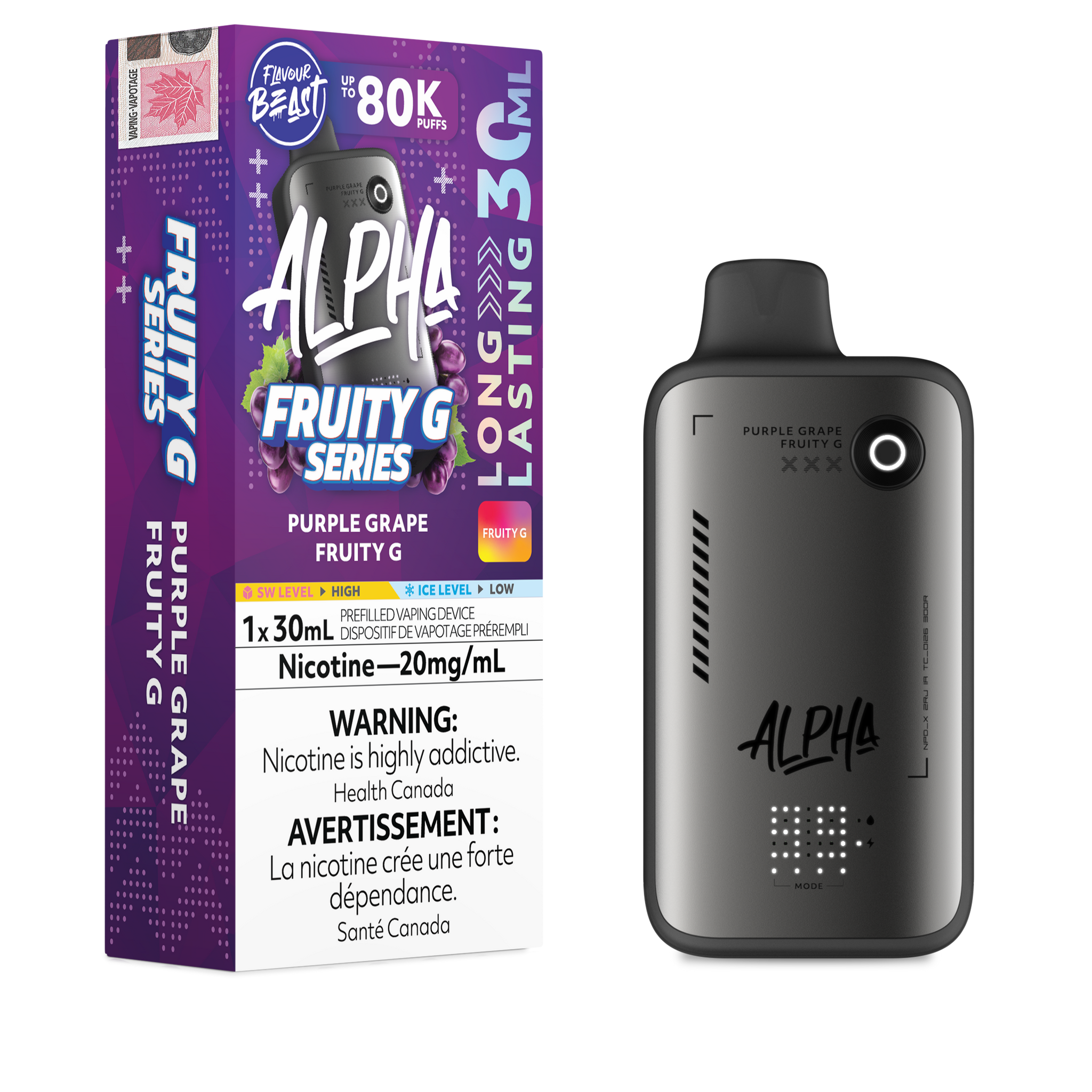 Flavour Beast Alpha 30ml 80k Puff Disposable - Purple Grape Fruity G