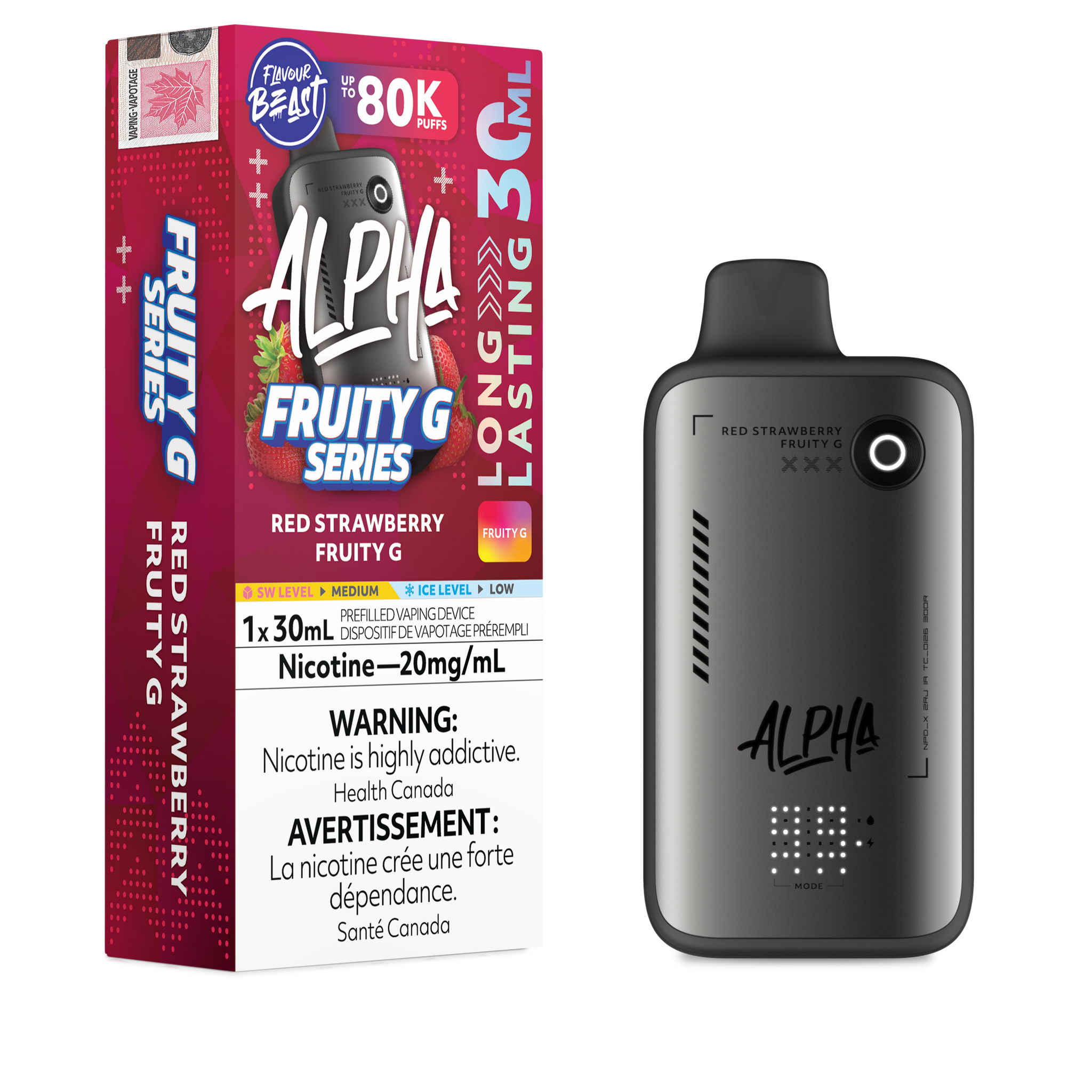 Flavour Beast Alpha 30ml 80k Puff Disposable - Red Strawberry Fruity G