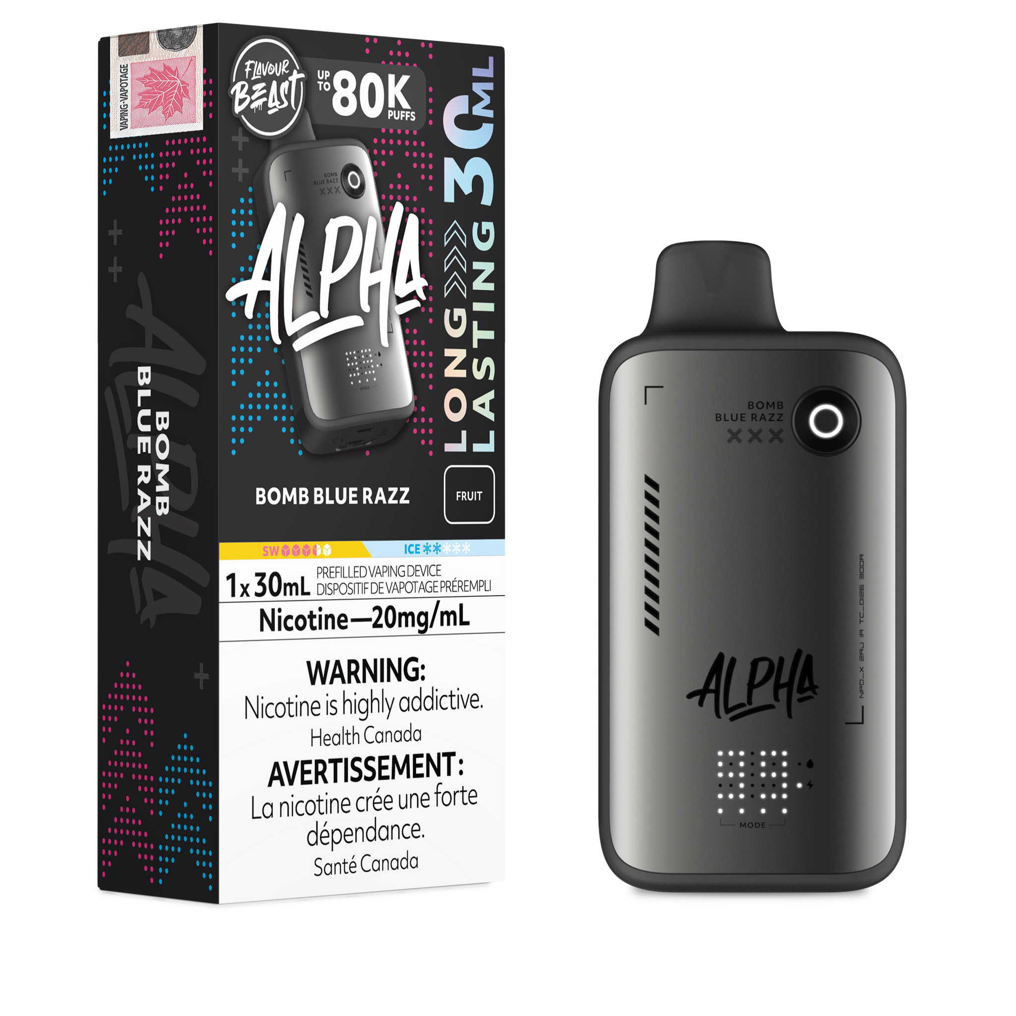 Flavour Beast Alpha 30ml 80k Puff Disposable - Bomb Blue Razz - Avalon Vapor