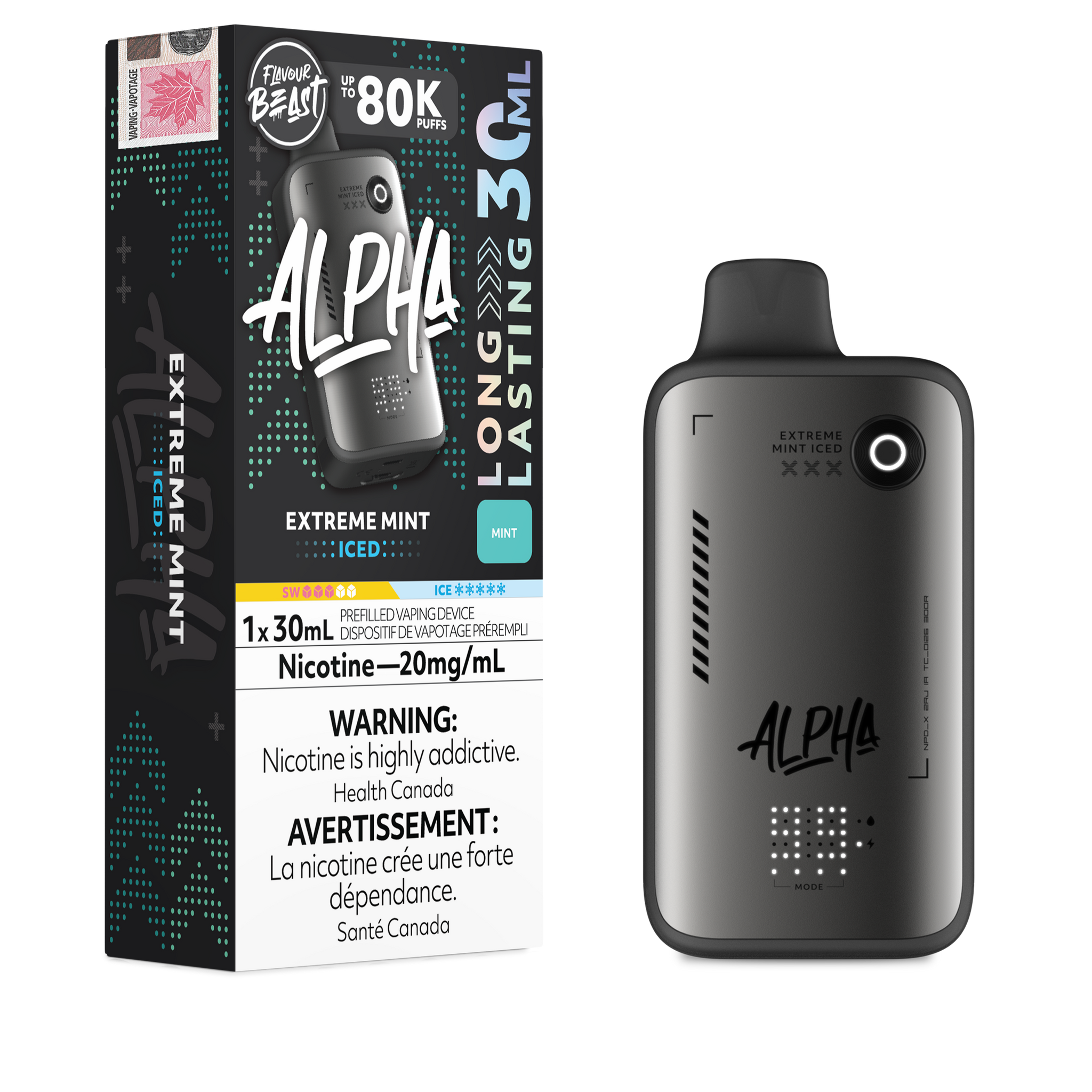 Flavour Beast Alpha 30ml 80k Puff Disposable - Extreme Mint Iced - Avalon Vapor