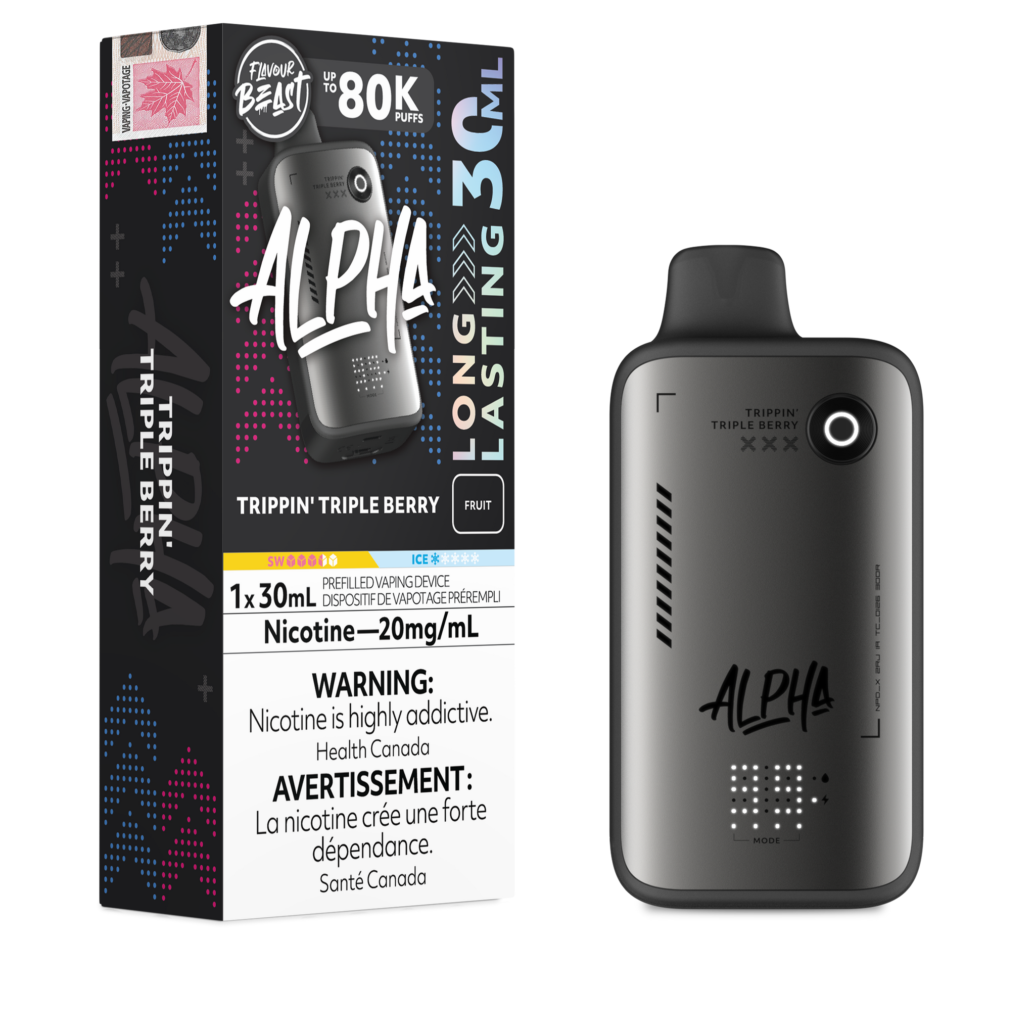 Flavour Beast Alpha 30ml 80k Puff Disposable - Trippin' Triple Berry - Avalon Vapor