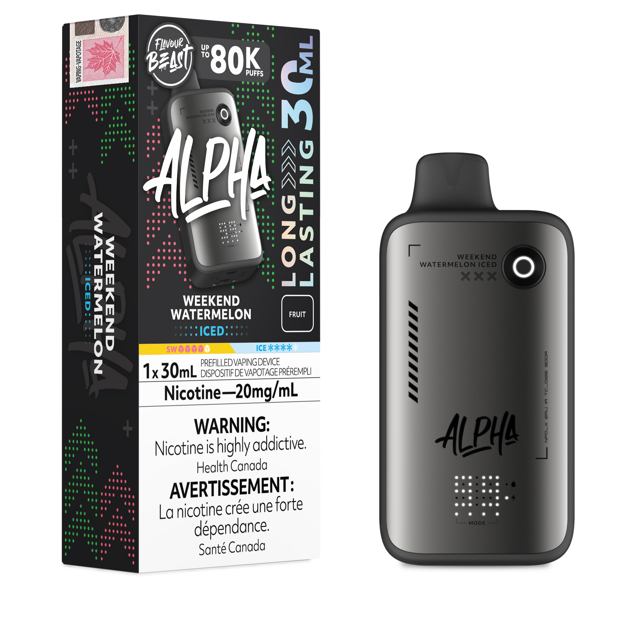 Flavour Beast Alpha 30ml 80k Puff Disposable - Weekend Watermelon Iced - Avalon Vapor