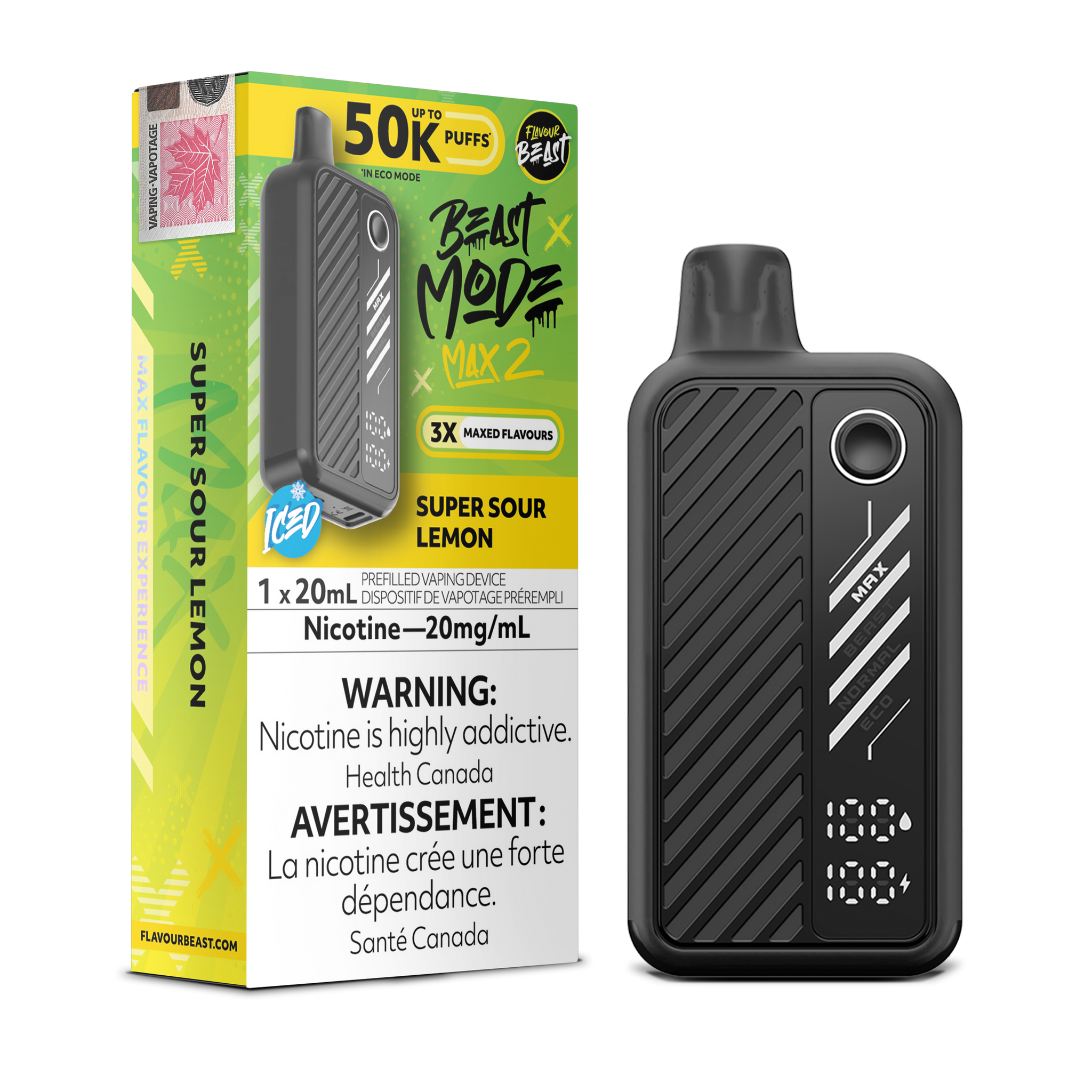 Flavour Beast Beast Mode Max 2 - Super Sour Lemon Iced 20mg - Avalon Vapor Flavour Beast Beast Mode Max 2 - Super Sour Lemon Iced 20mg - Avalon Vapor
