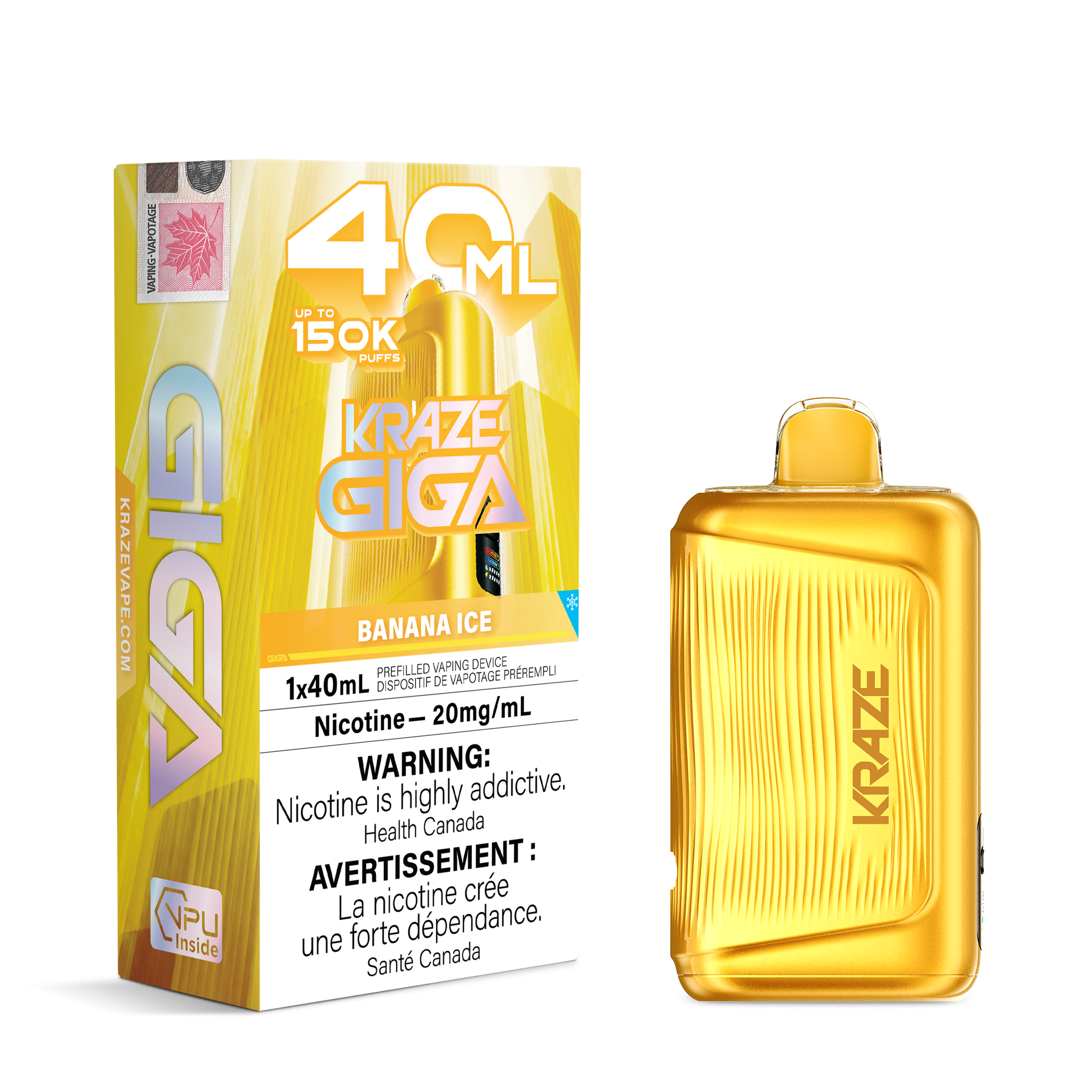 Kraze Giga 40ml - Banana Ice 20mg.