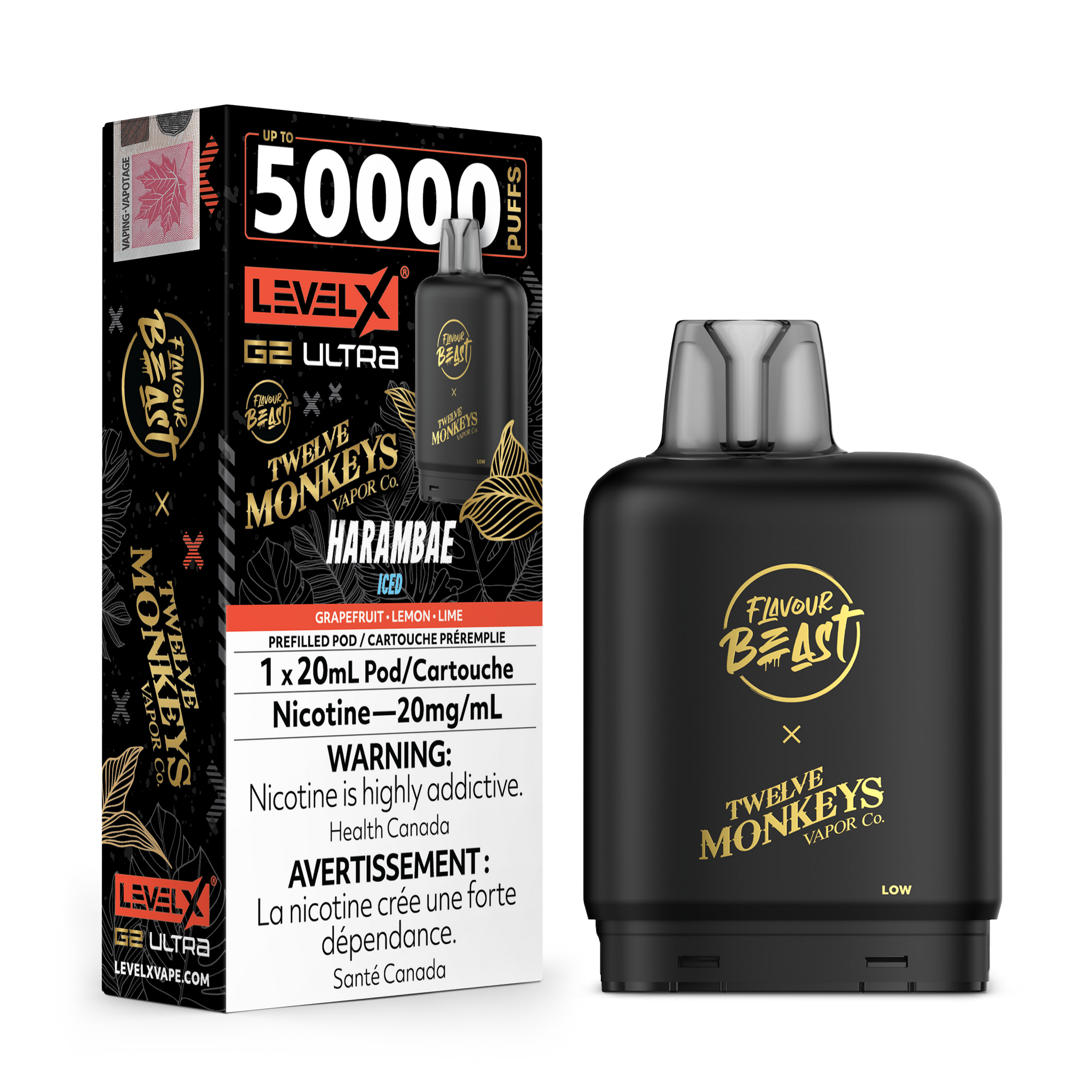 Level X G2 Ultra Pod 50K 20ML - Harambae Iced 20mg