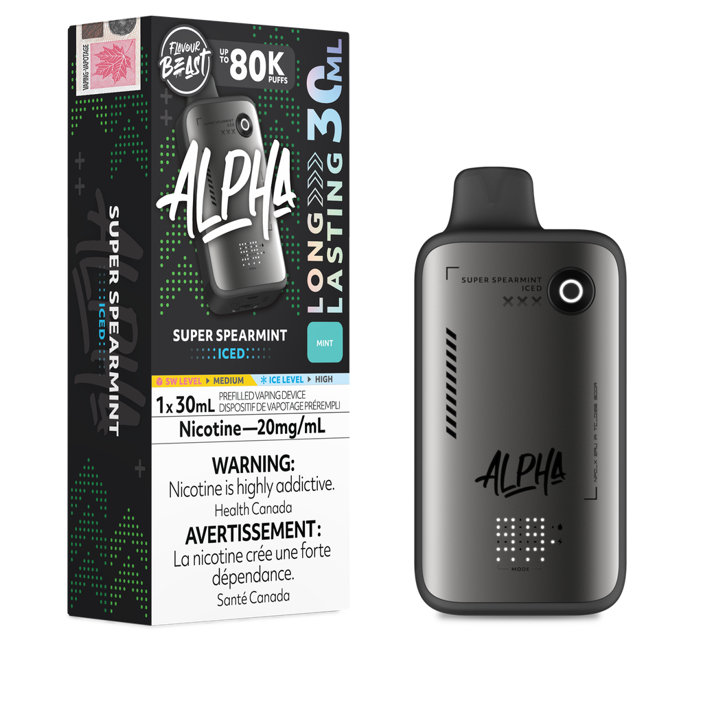 Flavour Beast Alpha 30ml 80k Puff Disposable - Super Spearmint Iced 20mg