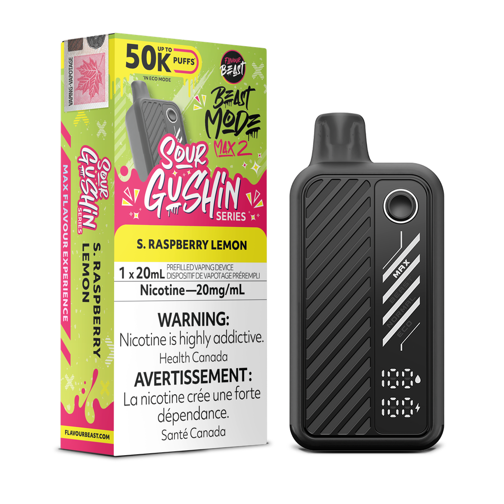 Flavour Beast Beast Mode Max 2 - Sour Gushin S. Raspberry Lemon 20mg