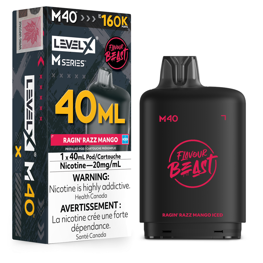 Level X M Series 40ml Pod -  Ragin' Razz Mango Iced 20mg